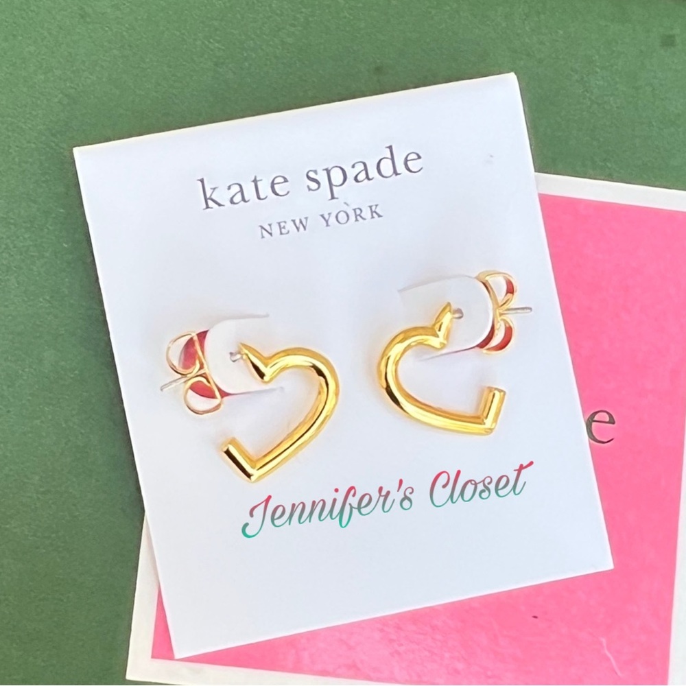Kate Spade New York Polished Heart Huggie Hoop Earrings / NWT